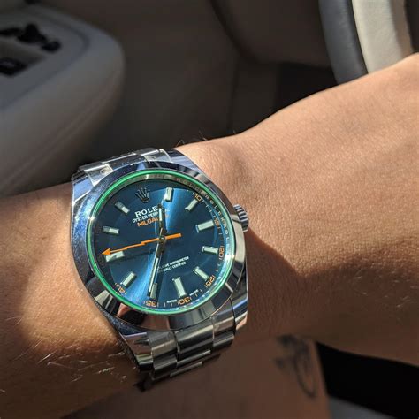 rolex milgauss blue vs black|Rolex Milgauss blue for sale.